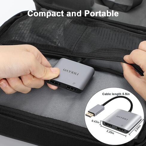 DisplayPort to Dual Display Port Adapter 8K@60Hz,DP Splitter 1 in 2 Out Extended Display MST DP to 2 DP Female for Dual Monitors Compatible with PC,Graphic Card,NVIDIA,AMD (DP to dual DP adapter 8K) in Saudi Arabia