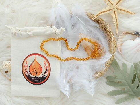 AmberByHarmony Amber Necklace, Baltic Amber Necklace (Authentic, Certified) - 12.5 inches - Unisex Jewelry - Amber Necklace for Unisex, Handmade Amber Necklace from Lithuania (Polished - Honey) in Saudi Arabia