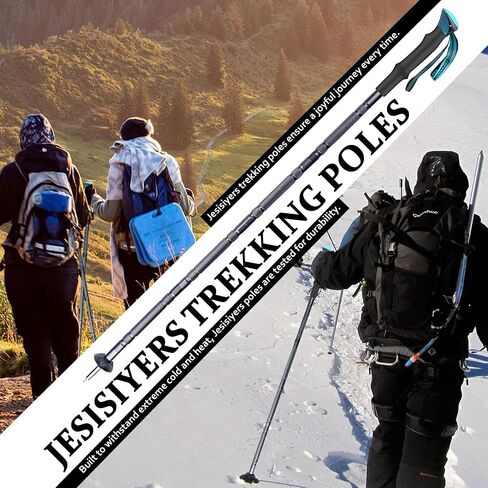 7-Section Telescopic Trekking Pole Set - Lightweight Aluminum Alloy, Adjustable Height, Spoon, Screwdriver, Whistle - Ideal for Hiking, Mountain Walking - Includes Canvas Carry Bag in Saudi Arabia