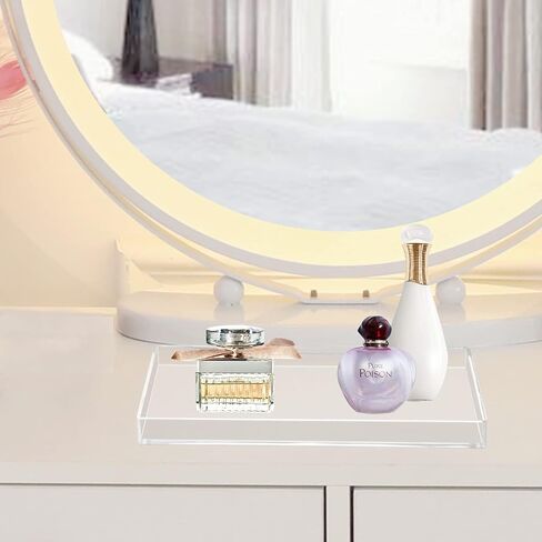 Bigfety Acrylic Bathroom Tray for Counter, Handmade Clear Trays Sturdy Organizer for Cup, Sponge, Soap, Plant (Medium, Clear) in Saudi Arabia