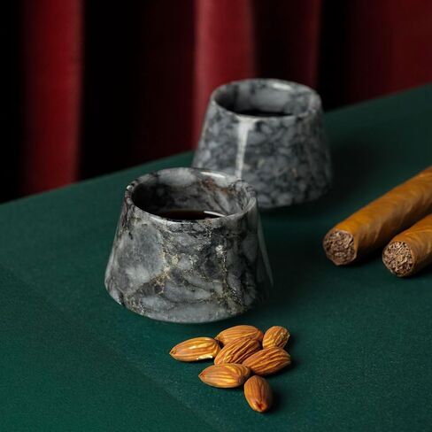 Engraved Marble Whiskey Cup, Unique Handmade Whiskey Glass, Marble Stone Whiskey Glasses for Scotch, Bourbon, Liquor and Cocktails, Suitable for Small Gathering & Home Decor (Tiger Skin) in Saudi Arabia