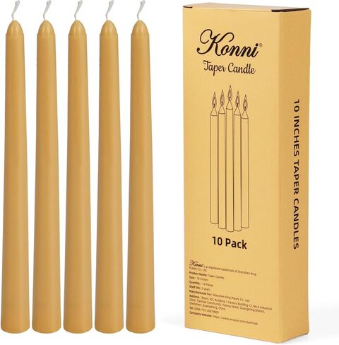 KONNI 0.87×10 Inch Black Taper Candles, Unscented and Smokeless Tall Candlesticks, 10 Pack Halloween Taper Candles with Cotton Wicks, Long Burning, Ideal for Weddings, Dinner Parties, and Home Décor in Kuwait