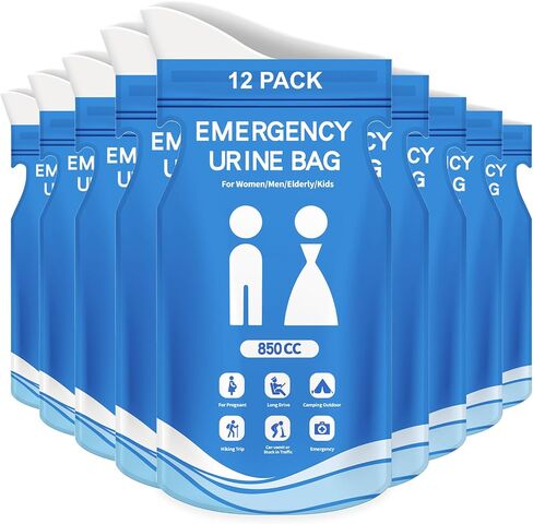Cysifhsi Disposable Emergency Urine Bag for Men/Women, 12pcs 850cc Urinal Bags, Urinary Drainage Pee Barf Puke Bag for Travel, Portable Potty Adults Toilet for Camping Car Long Trips, Pregnant, Kids in Saudi Arabia
