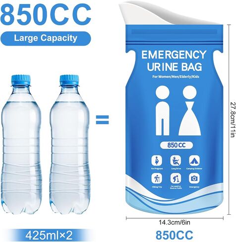 Cysifhsi Disposable Emergency Urine Bag for Men/Women, 12pcs 850cc Urinal Bags, Urinary Drainage Pee Barf Puke Bag for Travel, Portable Potty Adults Toilet for Camping Car Long Trips, Pregnant, Kids in Saudi Arabia
