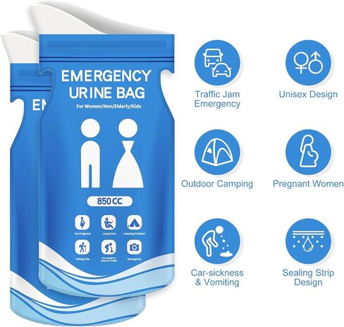 Cysifhsi Disposable Emergency Urine Bag for Men/Women, 12pcs 850cc Urinal Bags, Urinary Drainage Pee Barf Puke Bag for Travel, Portable Potty Adults Toilet for Camping Car Long Trips, Pregnant, Kids in Saudi Arabia
