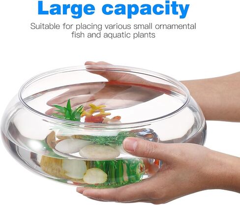 Milisten Glass Vase Bowl, Wide Mouth Flower Vase Round Terrarium, Small Fish Tank, Plastic Betta Tank, Hydroponic Vase Planter Floral Container Clear Fish Bowl for Table in Saudi Arabia
