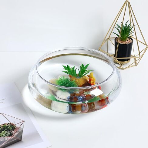 Milisten Glass Vase Bowl, Wide Mouth Flower Vase Round Terrarium, Small Fish Tank, Plastic Betta Tank, Hydroponic Vase Planter Floral Container Clear Fish Bowl for Table in Saudi Arabia