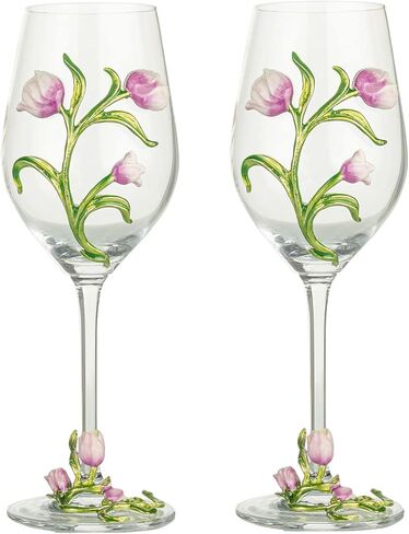 Simcat Handmade Painted Enamel Flower Glass Wine Glasses Transparent Refined Goblet, Stem For Cabernet, Gifts in Saudi Arabia