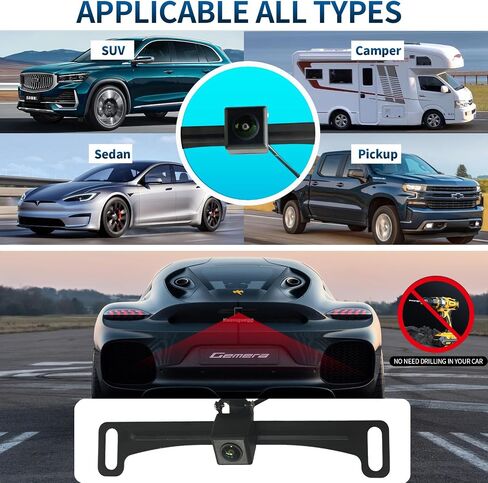 HD Back Up Camera for Cars, Metal Housing License Plate Reverse Camera with 170 Degree Wide View Angle, Clear Night Vision IP69K Waterproof Backup Camera for Car Vehicle, SUV, RV, Pickup and More in Saudi Arabia