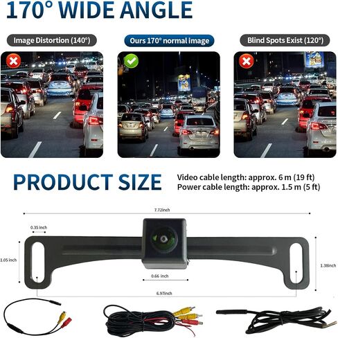 HD Back Up Camera for Cars, Metal Housing License Plate Reverse Camera with 170 Degree Wide View Angle, Clear Night Vision IP69K Waterproof Backup Camera for Car Vehicle, SUV, RV, Pickup and More in Saudi Arabia