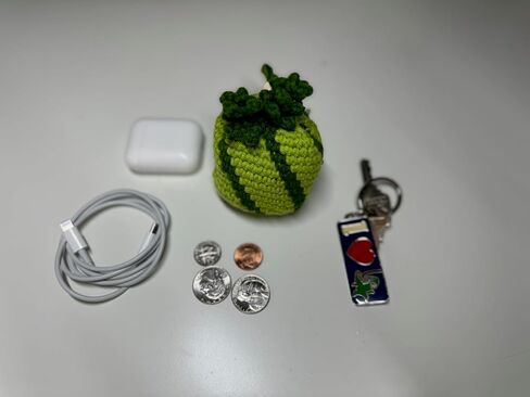 Dark Green Watermelon Crochet Purse Handmade Pouch Drawstring Bags Mini Handbag Coin Purse Wallet Earbuds Case Key fob lipstick storage Gift for women men girls boys kids (Dark Green Watermelon) in Saudi Arabia