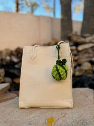 Dark Green Watermelon Crochet Purse Handmade Pouch Drawstring Bags Mini Handbag Coin Purse Wallet Earbuds Case Key fob lipstick storage Gift for women men girls boys kids (Dark Green Watermelon) in Saudi Arabia