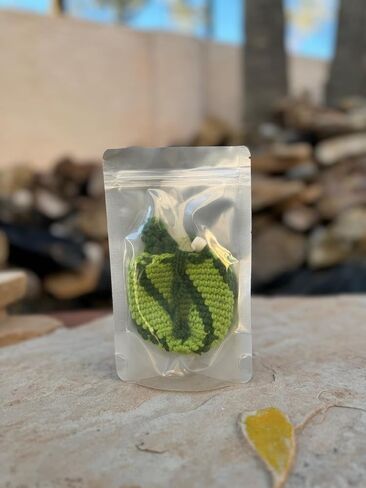Dark Green Watermelon Crochet Purse Handmade Pouch Drawstring Bags Mini Handbag Coin Purse Wallet Earbuds Case Key fob lipstick storage Gift for women men girls boys kids (Dark Green Watermelon) in Saudi Arabia