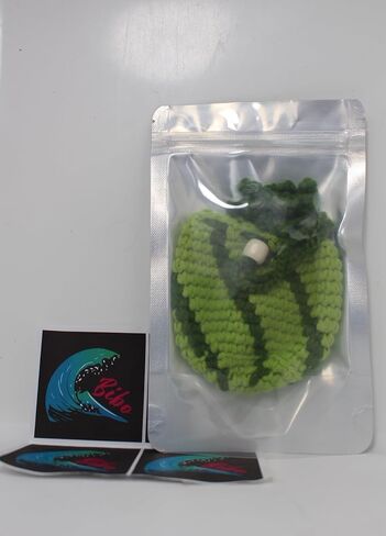 Dark Green Watermelon Crochet Purse Handmade Pouch Drawstring Bags Mini Handbag Coin Purse Wallet Earbuds Case Key fob lipstick storage Gift for women men girls boys kids (Dark Green Watermelon) in Saudi Arabia