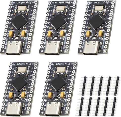 Pro Micro مع لوحة تطوير شريحة Atmega32U4، AYWHP 5 PCS Pro Micro 5V/16MHz Nano لوحة تطوير وحدة التحكم الدقيقة مع واجهة USB محدثة مدمجة من النوع C متوافقة مع Arduino IDE in Saudi Arabia