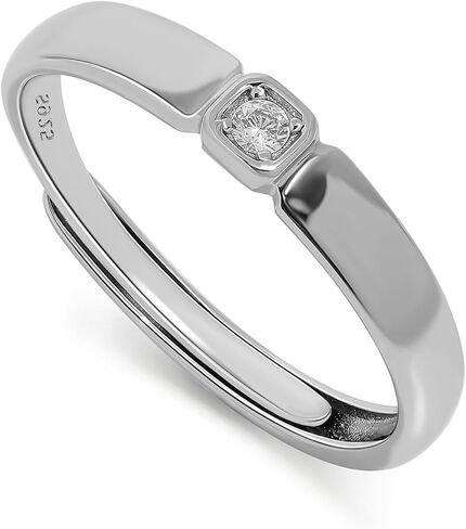 Meissa Silver Matching Wedding Bands for Couples Men and Women Adjustable Promise Ring Set Engagement Rings Sterling Silver Couples Jewelry, Set of Two Rings in Kuwait