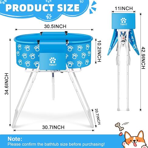Dog Bathtub for Dogs Blue, Elevated Professional Dog Bath Tub for Pet Bathing Shower and Grooming, Portable Pets Washing Station for Pet Dog Cats with 2 Pack Dog Bath Towel for Drying Dogs in Saudi Arabia
