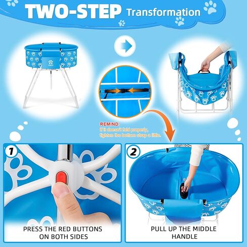 Dog Bathtub for Dogs Blue, Elevated Professional Dog Bath Tub for Pet Bathing Shower and Grooming, Portable Pets Washing Station for Pet Dog Cats with 2 Pack Dog Bath Towel for Drying Dogs in Saudi Arabia