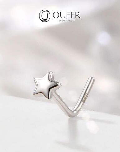 OUFER 925 Sterling Silver Nose Studs, Heart Nose Rings, L Shaped 20G Nose Rings Studs, Cute Nostril Nose Piercing Jewelry for Women Men in Saudi Arabia