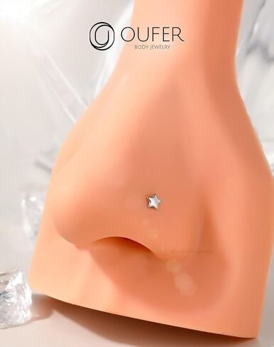 OUFER 925 Sterling Silver Nose Studs, Heart Nose Rings, L Shaped 20G Nose Rings Studs, Cute Nostril Nose Piercing Jewelry for Women Men in Saudi Arabia
