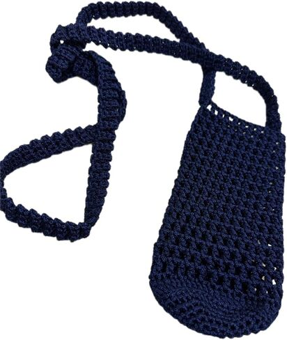 حامل زجاجات المياه SiriusOrion Macrame - بوليستر صديق للبيئة - حقيبة بدون استخدام اليدين للمشي لمسافات طويلة وركوب الدراجات وملحقات اللياقة البدنية تتضمن 1 حامل زجاجة Macrame باللون الأزرق الداكن فقط in Saudi Arabia