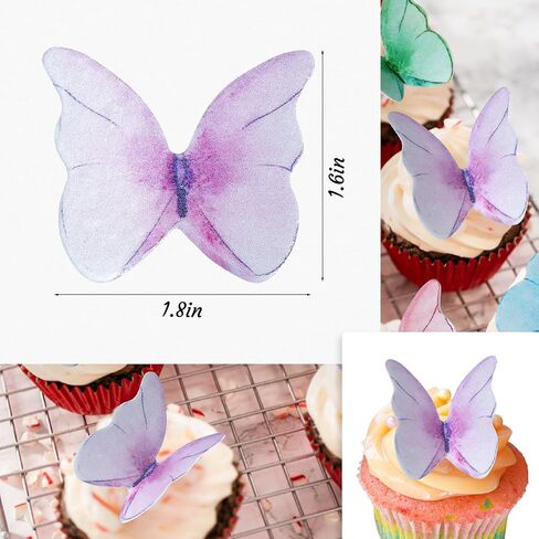 48 Pcs Edible Cake Decorations, Butterfly Cake Decorations, Butterfly Cupcake Toppers, Cake Decorating Supplies, Cupcake Toppers for Birthday, Wedding, Baby Shower (mix) in Saudi Arabia