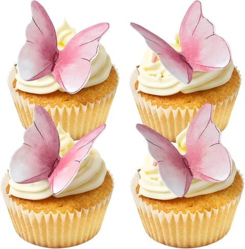 48 Pcs Edible Cake Decorations, Butterfly Cake Decorations, Butterfly Cupcake Toppers, Cake Decorating Supplies, Cupcake Toppers for Birthday, Wedding, Baby Shower (mix) in Saudi Arabia