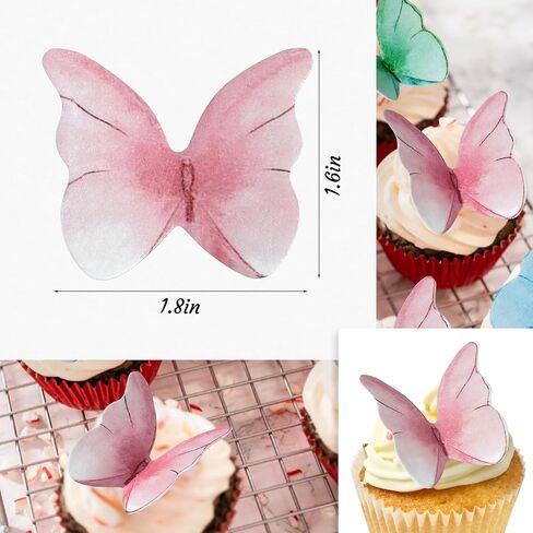 48 Pcs Edible Cake Decorations, Butterfly Cake Decorations, Butterfly Cupcake Toppers, Cake Decorating Supplies, Cupcake Toppers for Birthday, Wedding, Baby Shower (mix) in Saudi Arabia