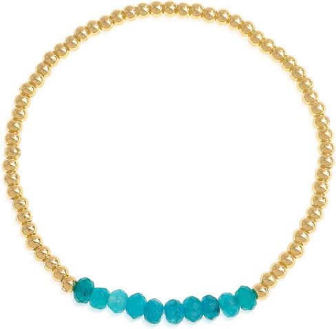 Gold Beaded Gemstone Bracelets for Women, Boho Handmade Natural Stones Stretch Stackable Bracelet Prom Jewelry Gift. in Kuwait