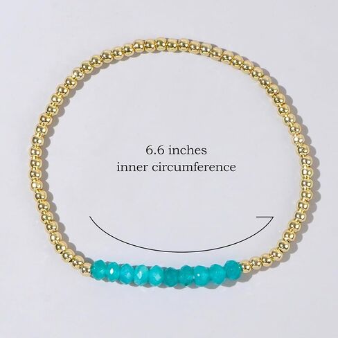 Gold Beaded Gemstone Bracelets for Women, Boho Handmade Natural Stones Stretch Stackable Bracelet Prom Jewelry Gift. in Kuwait