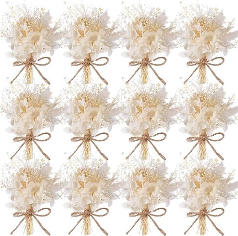 Yinkin 12 Pcs Mini Dried Flower Bouquet for Boho Floral Wedding 6'' Small Dry Pampas Grass Handmade Tiny Dried Flower for Crafts DIY Boutonniere Table Centerpieces Bridesmaid Gift Box(Pink,Floral) in Saudi Arabia