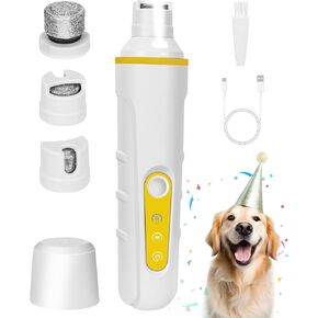 Dog Nail Grinder with Enhanced LED Light – Super Quiet, 2-Speed, USB-C Rechargeable, LED Smart Display, 3 Grinding Options, Pet Nail Trimmer for Dogs Cats and All Pet Sizes