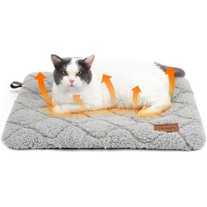 Self Warming Cat Bed Self Heating Cat Dog Mat 24 x 18 inch Soft & Fluffy Cat Bed Noiseless Thermal Pet Pad for Indoor Outdoor Pets with Removable Cover Non-Slip Bottom (24"L x 18"W x 1.2"Th)