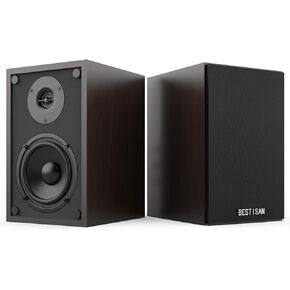 BESTISAN SR04F-01 Bookshelf Speakers with Bluetooth and Sub Out Port, Powered Stereo RCA Speakers for Turntables, Record Player, Desktop, TV, RCA Input, Pair