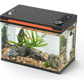 hygger Fish Tank Aquarium, 10 Gallon Glass Smart Betta Fish Tank Kit with 24/7 Mode Light Filter Media Water Pump Heater Feeder Water Changer Cleaning Glove Fishing Net Timer Automatic Switch