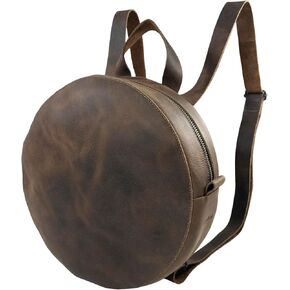 Heather's, Circular Backpack with Adjustable Straps, Travel Accessory, Casual Daypack, Full Grain Leather, Handmade, Bourbon Brown