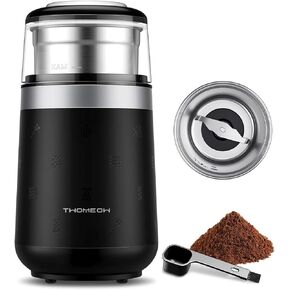 Coffee Grinder, One Touch Spice Grinder Electric, Espresso Grinder, Coffee Bean Grinder with Removable Stainless Steel Bowl, Grain Mills for Spices, Herbs, Nuts, Black