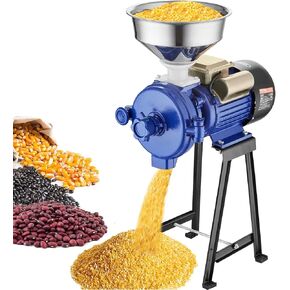 VEVOR Electric Grain Mill Grinder, 3000W Spice Grinders, Commercial Corn Mill with Funnel, Thickness Adjustable Powder Machine, Heavy Duty Feed Flour Cereal Mill Wheat Grinders, Dry Grinder