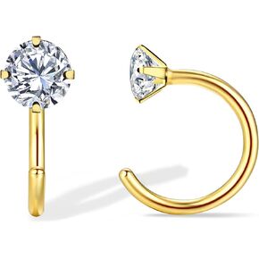 أقراط سيريني نصف هوب للنساء 14 قيراط أقراط هوجي من الفضة الإسترليني المملوءة بالذهب، أقراط هوجي صغيرة مضادة للحساسية من الذهب للفتيات، أقراط هوجي هوب مع مجوهرات هيليكس الغضروف الزركونيا المكعبة in Kuwait