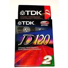 TDK D120 Dynamic Performance High Output IECI / Type I Normal Position Audio Cassettes D-120L2 - 2 Pack