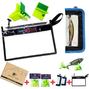 Ultimate Fishing Organization and Protection Kit – Waterproof Bag, 2 Lure Covers (2 Sizes), 24 Hook Guards (12 Each Size) – Elegant Gift Box