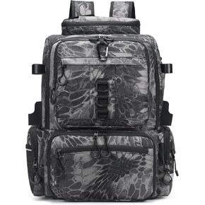 Rabjen Fishing Tackle Backpack, 45L Storage Waterproof Travel Bag Store Fishing Gear with Insulated Top Pocket