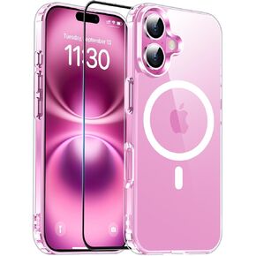 Temdan Magnetic for iPhone 16 Case Clear, [Compatible with Magsafe] [Not Yellowing] Slim Shockproof Phone Case for iPhone 16 (6.1")-Clear