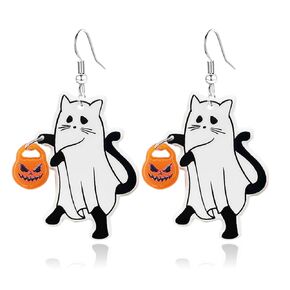WCRAZYE Halloween Ghost Earrings for Women Creative Spooky Ghost Pumpkin Cat Earrings Cute Cartoon Ghost Pumpkin Earrings Halloween Costume Jewelry (Ghost B)