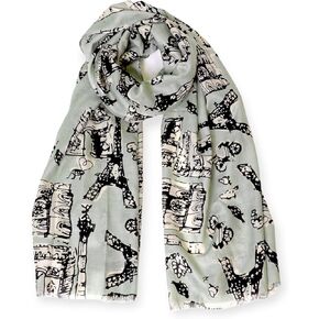 Anika Dali Women's Bonjour Paris Print Scarf, Ideal for Travel, Chic, Lightweight (2 Colors) in Saudi Arabia