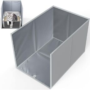 24"L×16.92"W×16.14"H Cat Litter Box Enclosure Splash Guard with Removable Mat, High Sided Large Litter Box Enclosure for Litter Pan, Water Resistant & Easy Clean Cat Box Enclosure with Anti-Leakage