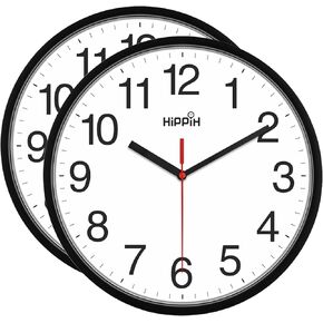 Yoobure 10 Inch Silent Quartz Decorative Wall Clock Non-Ticking Classic Digital Clock Battery Operated Round Easy to Read Home/Office/School Clock