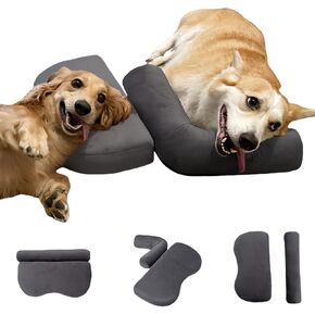 Dog pillow suitable for large dogs, multi-functional for people and pets, beneficial for cervical spine / neck, portable U-shaped pillow. Super soft high density soothing, improves joints(Gray,Large)