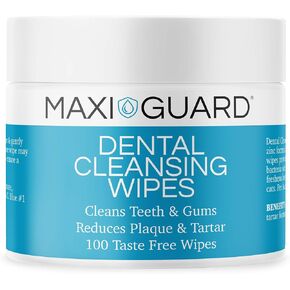 Dental Cleansing Wipes for Dogs, Cats, Horses and Companion Animals (100 Wipes), Light Blue/White