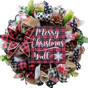 TEMPUS 20 inch Fall Wreath for Front Door Premium Artificial Wreath Fall Decorations DIY for Farmhouse Home Outdoor/Indoor